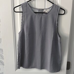 LOFT Black and White Striped Blouse